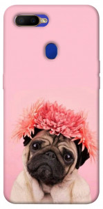 Чохол Мопс із квітами для Oppo A12