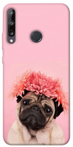 Чехол Мопс с цветами для Huawei P40 Lite E