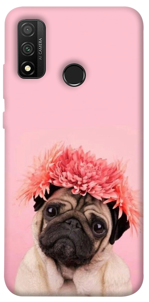 Чехол Мопс с цветами для Huawei P Smart (2020)
