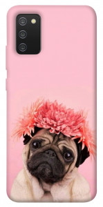 Чохол Мопс із квітами для Galaxy A02s