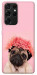 Чехол Мопс с цветами для Galaxy S21 Ultra