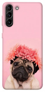 Чехол Мопс с цветами для Galaxy S21+