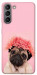 Чехол Мопс с цветами для Galaxy S21