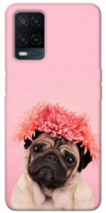 Чехол Мопс с цветами для Oppo A54 4G