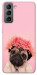 Чехол Мопс с цветами для Galaxy S21 FE
