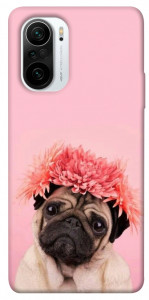 Чохол Мопс із квітами для Xiaomi Redmi K40 Pro
