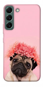 Чехол Мопс с цветами для Galaxy S22