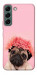 Чехол Мопс с цветами для Galaxy S22