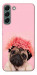 Чохол Мопс із квітами для Galaxy S22+