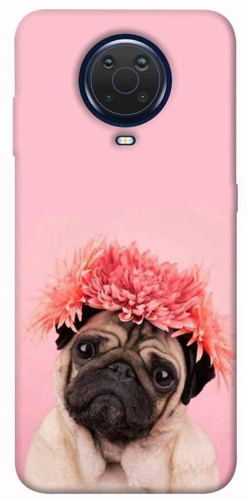 Чехол Мопс с цветами для Nokia G10