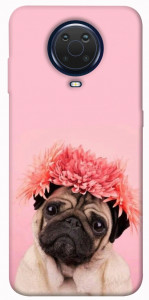 Чехол Мопс с цветами для Nokia G10