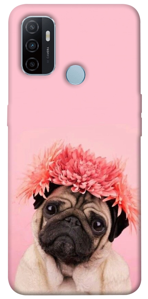 Чехол Мопс с цветами для Oppo A32
