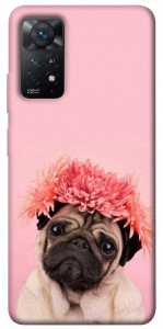 Чехол Мопс с цветами для Xiaomi Redmi Note 11 Pro (Global)