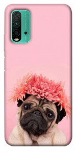 Чохол Мопс із квітами для Xiaomi Redmi 9T