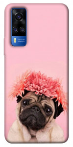 Чехол Мопс с цветами для Vivo Y51a