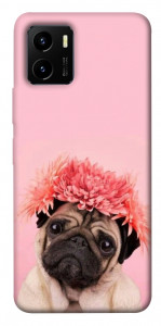 Чохол Мопс із квітами для Vivo Y15s
