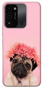 Чохол Мопс із квітами для TECNO Spark Go 2022 (KG5m)