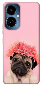 Чохол Мопс із квітами для TECNO Camon 19 (CI6n)