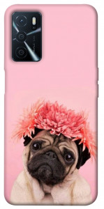 Чехол Мопс с цветами для Oppo A54s