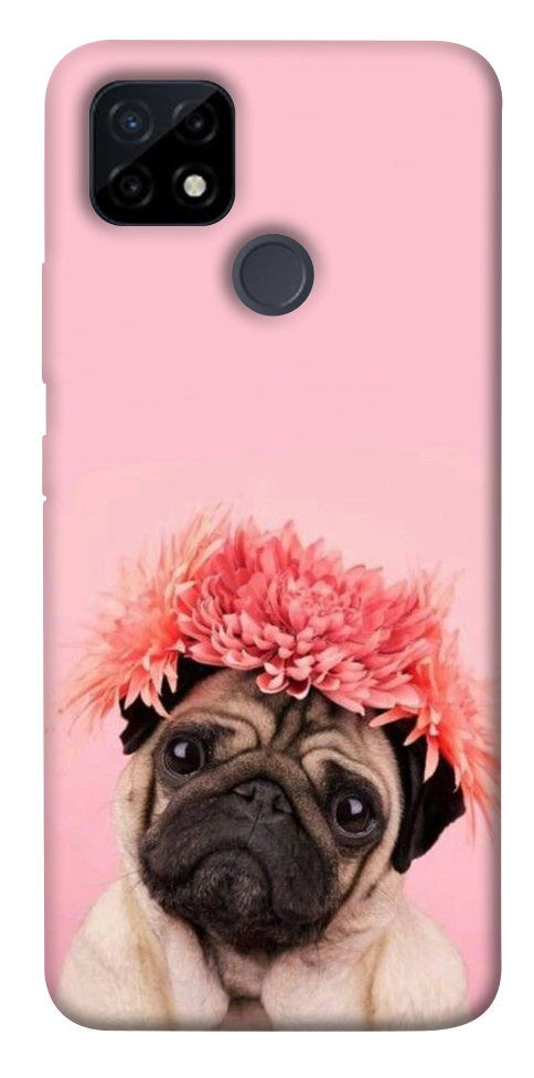 Чехол Мопс с цветами для Realme C25Y