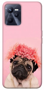 Чохол Мопс із квітами для Realme C35
