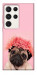 Чохол Мопс із квітами для Galaxy S23 Ultra