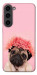Чехол Мопс с цветами для Galaxy S23