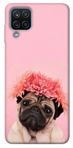 Чехол Мопс с цветами для Galaxy M12