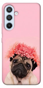 Чохол Мопс із квітами для Galaxy A54 5G