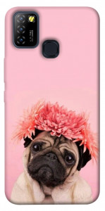 Чехол Мопс с цветами для Infinix Hot 10 Lite
