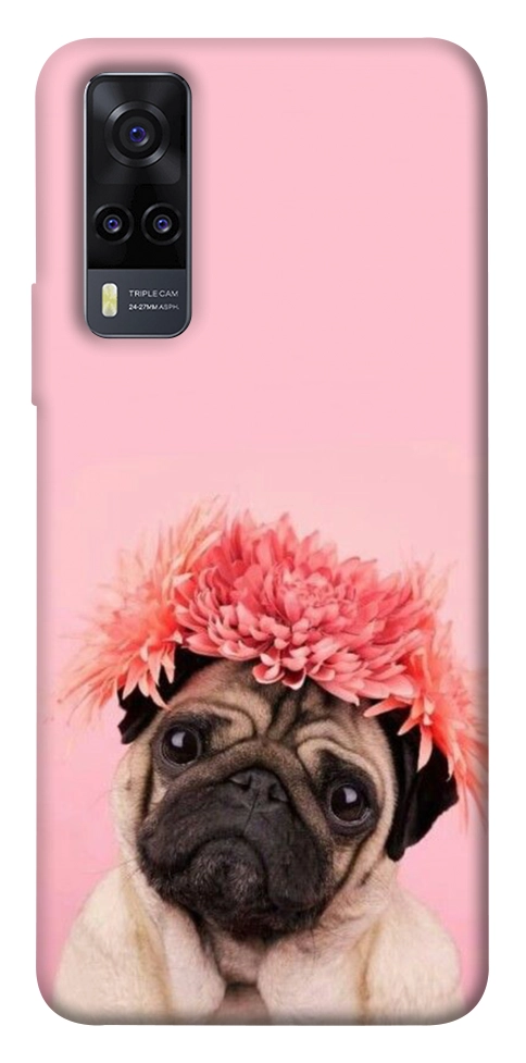 Чехол Мопс с цветами для Vivo Y31