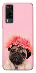 Чехол Мопс с цветами для Vivo Y31
