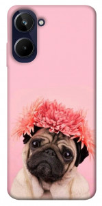 Чохол Мопс із квітами для Realme 10 4G