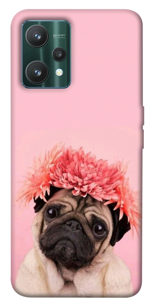 Чохол Мопс із квітами для Realme 9 Pro