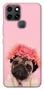 Чохол Мопс із квітами для Infinix Smart 6
