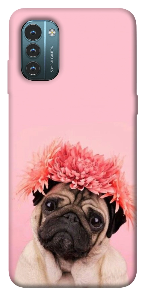 Чехол Мопс с цветами для Nokia G21