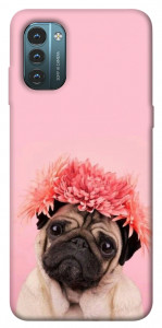 Чохол Мопс із квітами для Nokia G21