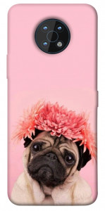 Чехол Мопс с цветами для Nokia G50