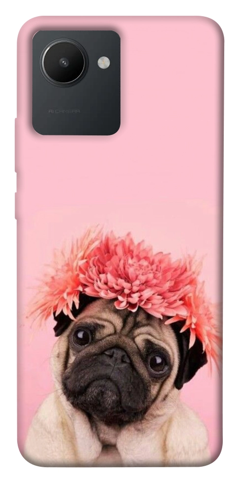 Чехол Мопс с цветами для Realme C30s