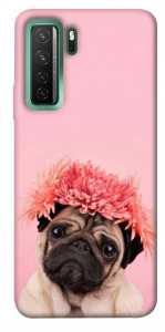 Чохол Мопс із квітами для Huawei nova 7 SE