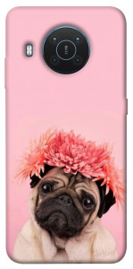 Чохол Мопс із квітами для Nokia X20