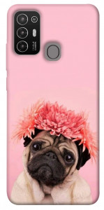Чохол Мопс із квітами для ZTE Blade A52