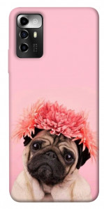 Чохол Мопс із квітами для ZTE Blade V40 Vita