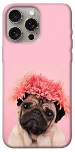 Чохол Мопс із квітами для iPhone 15 Pro Max