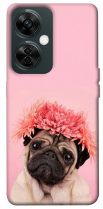 Чехол Мопс с цветами для OnePlus Nord CE 3 Lite