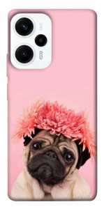 Чохол Мопс із квітами для Xiaomi Poco F5