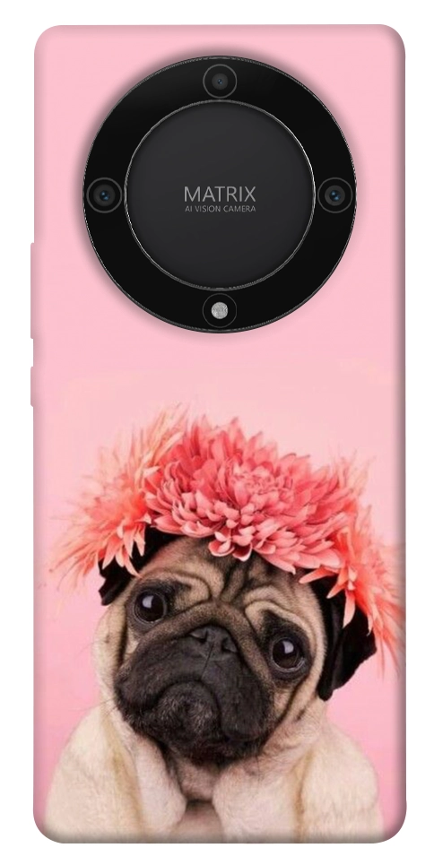 Чохол Мопс із квітами для Huawei Magic5 Lite