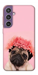 Чехол Мопс с цветами для Galaxy S23 FE