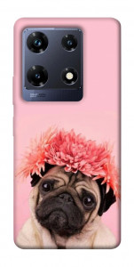 Чехол Мопс с цветами для Infinix Note 30 Pro NFC