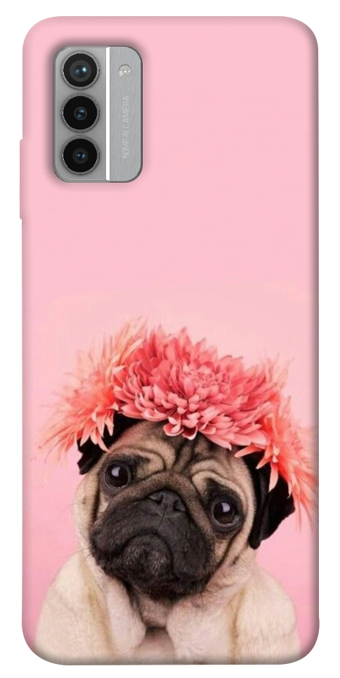 Чехол Мопс с цветами для Nokia G42